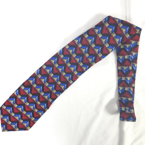 Robert Talbott Best Of Class Red Geometric Silk Tie Made In USA 4" x 57" - Picture 3 of 6